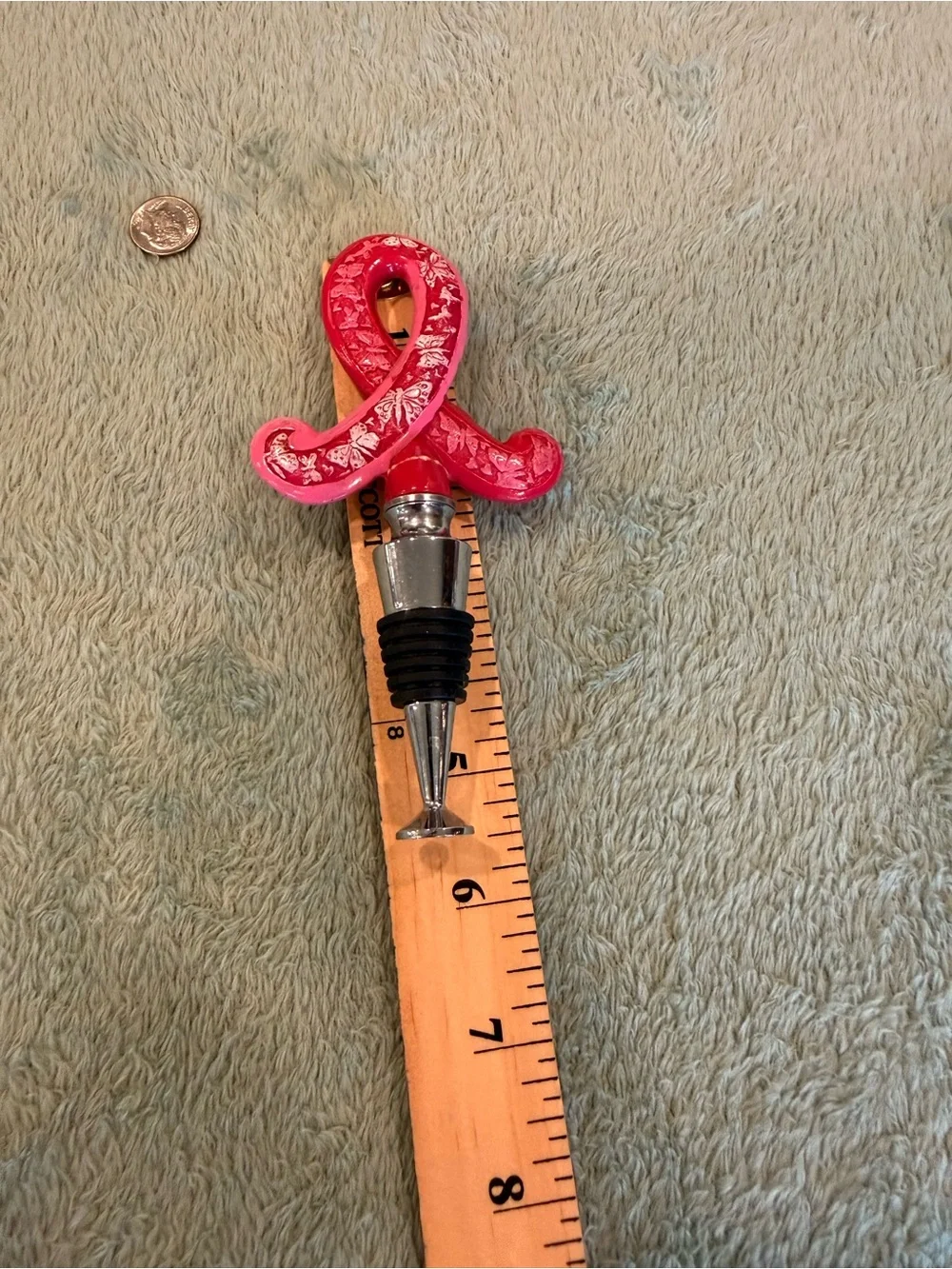 Pink Ribbon Butterfly Wine Bottle Stopper Breast Cancer Awareness Bar Decor